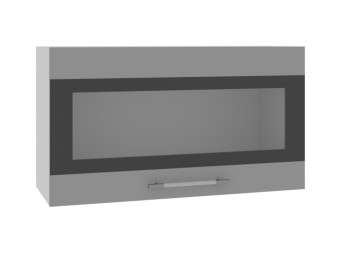 Ройс ВПГСФ 800 Шкаф верхний горизонтальный со стеклом с фотопечатью высокий (Белый софт/корпус Серый) в Шарыпово - sharypovo.mebel54.com | фото