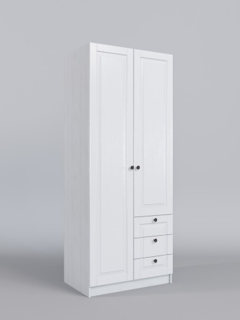 Шкаф 2-х створчатый с ящиками Классика (Белый/корпус Выбеленное дерево) в Шарыпово - sharypovo.mebel54.com | фото