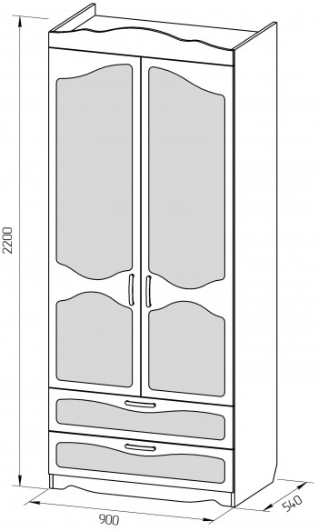 Шкаф 2-х створчатый с ящиками серии Иллюзия 08 Шоколад в Шарыпово - sharypovo.mebel54.com | фото