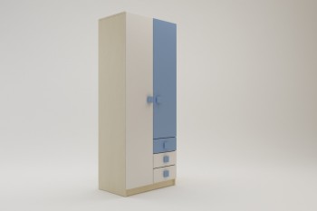 Шкаф 2-х створчатый с ящиками Скай (Синий/Белый/корпус Клен) в Шарыпово - sharypovo.mebel54.com | фото