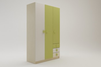 Шкаф 3-х створчатый с ящиками Эппл (Зеленый/Белый/корпус Клен) в Шарыпово - sharypovo.mebel54.com | фото