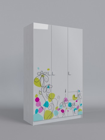 Шкаф 3-х створчатый с ящиками Флёр (Белый/корпус Выбеленное дерево) в Шарыпово - sharypovo.mebel54.com | фото