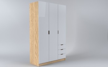 Шкаф 3-х створчатый с ящиками Лофт (Белый/корпус Дуб Сонома) в Шарыпово - sharypovo.mebel54.com | фото