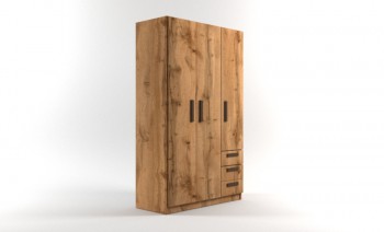 Шкаф 3-х створчатый с ящиками Шервуд (Дуб Вотан) в Шарыпово - sharypovo.mebel54.com | фото