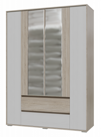 Шкаф 4-х дверный с ящиками Мальта 1600 Дуб сонома/Рамух белый в Шарыпово - sharypovo.mebel54.com | фото