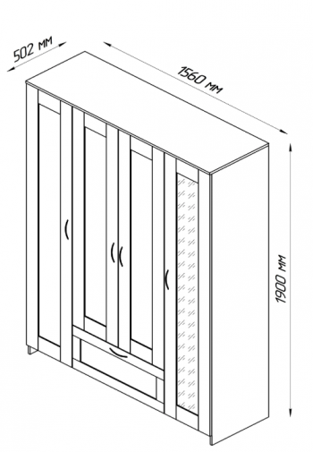 Шкаф четырехдверный Сириус с 1 зеркалом и 1 ящиком белый в Шарыпово - sharypovo.mebel54.com | фото