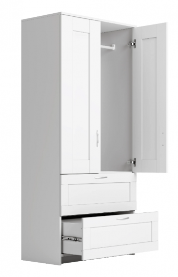 Шкаф двухдверный Сириус с 2 ящиками белый в Шарыпово - sharypovo.mebel54.com | фото